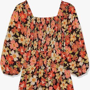 Billabong Girls Floral‎ Balloon Sleeve Pullover Beach Mini Dress Size M